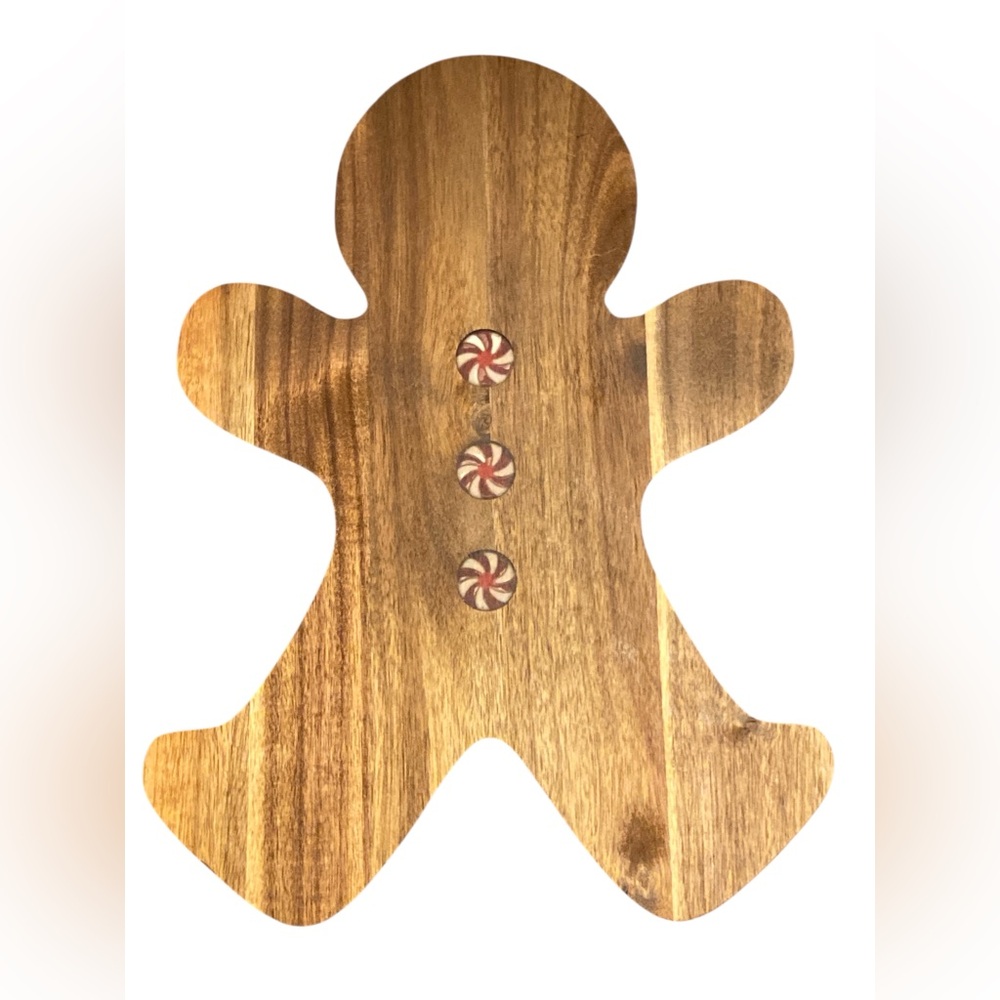 Gingerbread Man Wooden Board with Peppermint Accents - Picture 6 of 7